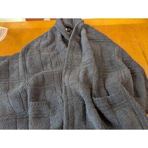 Barefoot Dreams CozyChic Cotton Tonal Plaid Blanket Wrap Carbon Gray Os New